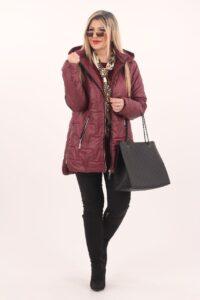 Bordowa kurtka pikowana damska plus size