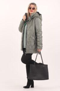 khaki kurtka pikowana damska plus size