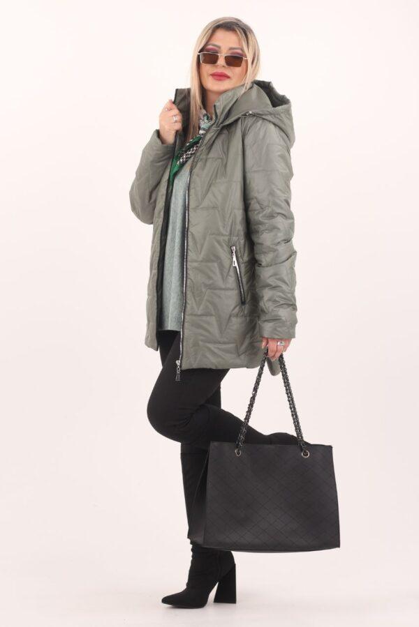 khaki kurtka pikowana damska plus size