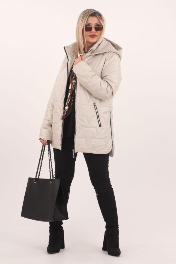 kremowa kurtka pikowana damska plus size