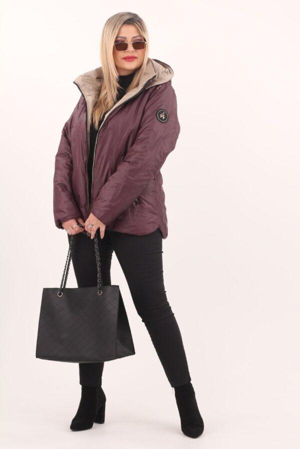 Bordowa kurtka przejściowa damska plus size