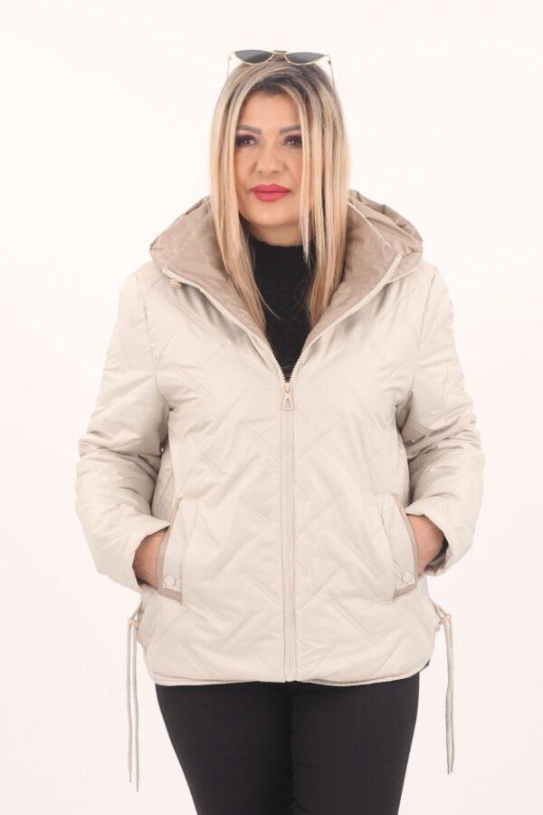 Kurtka ze ściągaczami kremowa
