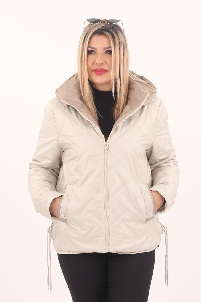 Kurtka ze ściągaczami kremowa