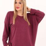 Bordowa bluzka plus size o luźnym kroju, bluzka duży rozmiar XXL dla puszystych