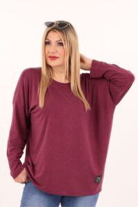 Bordowa bluzka plus size o luźnym kroju, bluzka duży rozmiar XXL dla puszystych