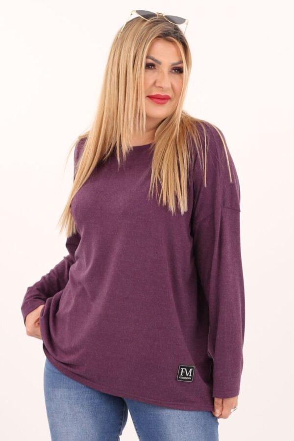 Fioletowa bluzka plus size o luźnym kroju, bluzka duży rozmiar XXL dla puszystych