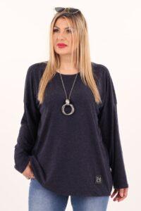 Granatowa bluzka plus size o luźnym kroju, bluzka duży rozmiar XXL dla puszystych