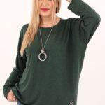 Zielona bluzka plus size o luźnym kroju, bluzka duży rozmiar XXL dla puszystych