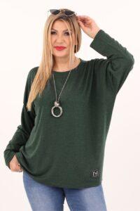 Zielona bluzka plus size o luźnym kroju, bluzka duży rozmiar XXL dla puszystych