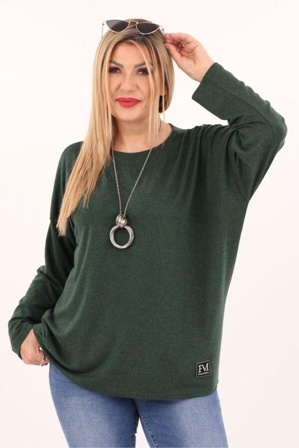 Zielona bluzka plus size o luźnym kroju, bluzka duży rozmiar XXL dla puszystych