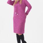 Amarantowa sweterkowa sukienka plus size duże rozmiary 44-52