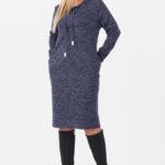 Granatowa sweterkowa sukienka plus size duże rozmiary 44-52