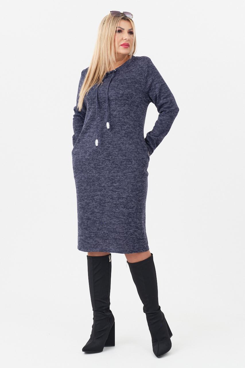 Granatowa sweterkowa sukienka plus size duże rozmiary 44-52