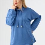 Bluza damska plus size sportowa ze stójką niebieska