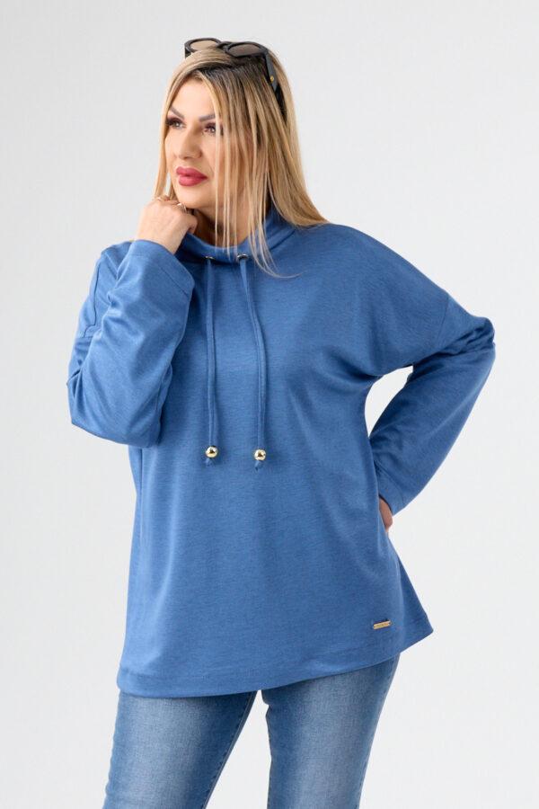 Bluza damska plus size sportowa ze stójką niebieska