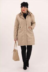 Beżowa damska kurtka jesienna plus size