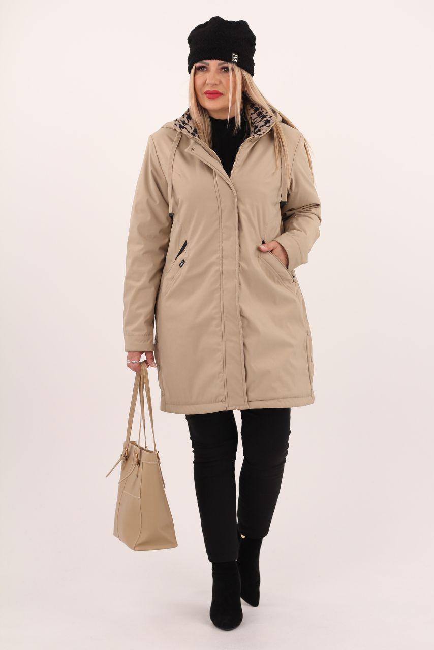 Beżowa damska kurtka jesienna plus size