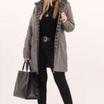 Szara damska kurtka jesienna plus size