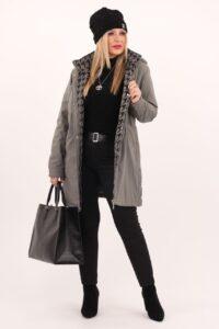 Szara damska kurtka jesienna plus size