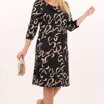Prosta jesienna sukienka PLUS SIZE w kwiaty 44-54, sukienka dla puszystych, sukienka w dużych rozmiarach
