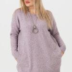 sweter plus size damski w kolorze różowym