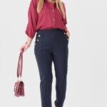 Ciepłe spodnie damskie XXL granatowe – duże rozmiary