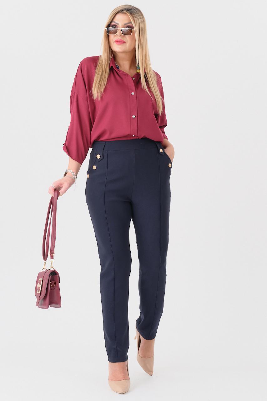 Ciepłe spodnie damskie XXL granatowe – duże rozmiary