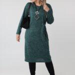 Sukienka na co dzień plus size zielona – moda dla puszystych