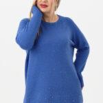 Sweter damski z cyrkoniami chabrowy