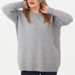 Sweter damski z cyrkoniami chabrowy szary