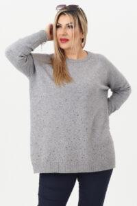 Sweter damski z cyrkoniami chabrowy szary