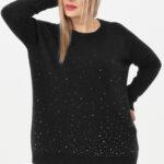 Sweter damski z cyrkoniami czarny