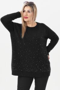 Sweter damski z cyrkoniami czarny