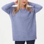 Sweter damski z cyrkoniami jeansowy