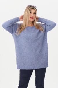 Sweter damski z cyrkoniami jeansowy