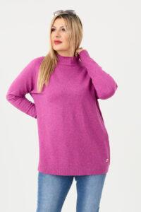 Sweter półgolf damski amarantowy