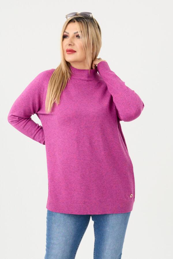 Sweter półgolf damski amarantowy