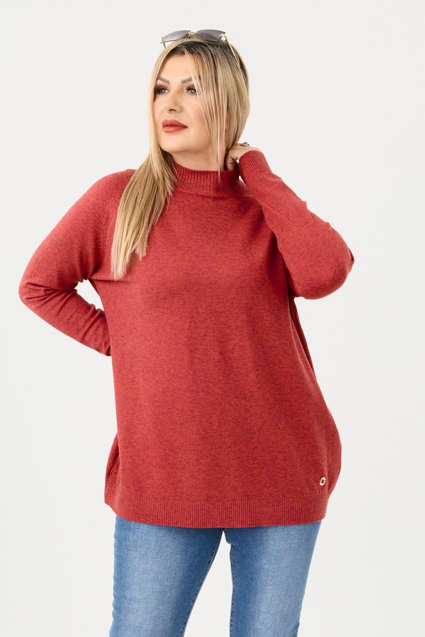 Sweter półgolf damski czerwony