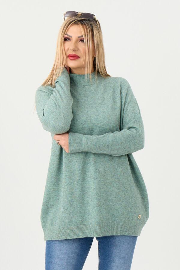 Sweter półgolf damski miętowy