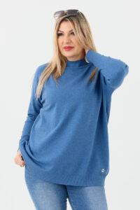 Sweter półgolf damski niebieski