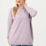 Sweter półgolf damski różowy