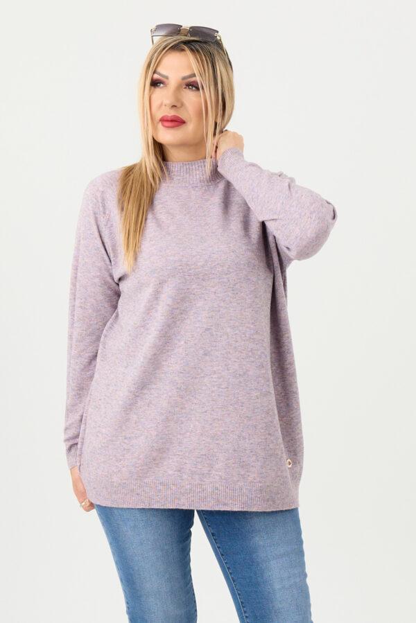 Sweter półgolf damski różowy