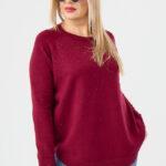 sweter plus size damski w kolorze bordowym