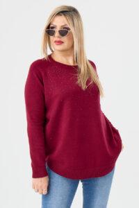 sweter plus size damski w kolorze bordowym