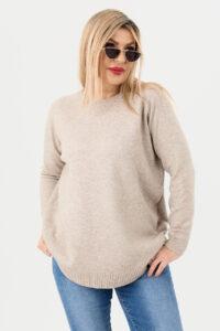 sweter plus size damski w kolorze beżowym