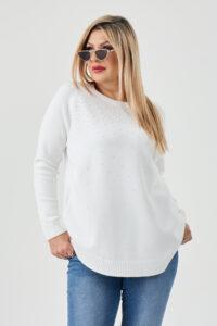 sweter plus size damski w kolorze białym