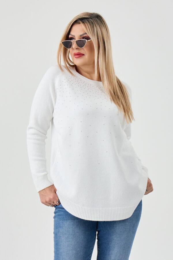 sweter plus size damski w kolorze białym