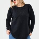 sweter plus size damski w kolorze czarnym