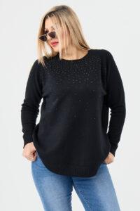 sweter plus size damski w kolorze czarnym