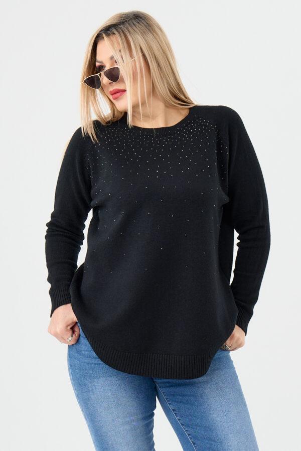 sweter plus size damski w kolorze czarnym